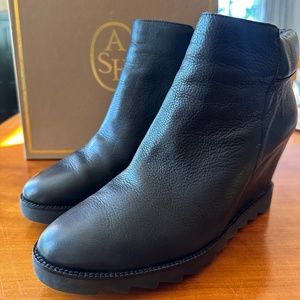 ASH Iron Wedges BlackLeather Bootie